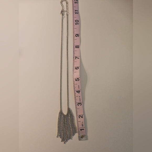 Silver Chain & Rhinestone Fringe Pendant - Picture 8 of 8